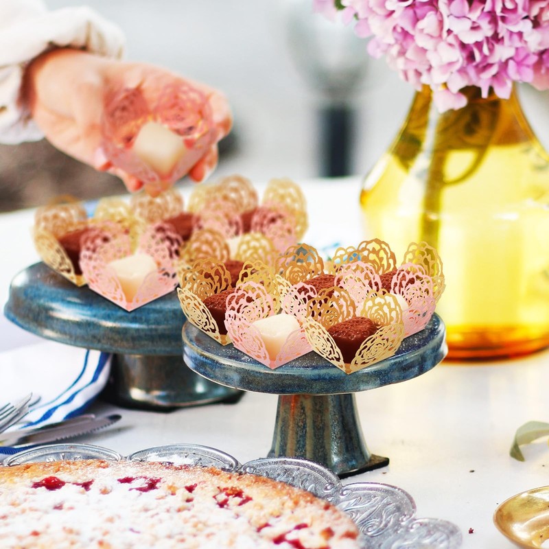 100pcs Truffle Wrappers - Pink And Gold Chocolate Candy Cups Truffle Liners B... gallery
