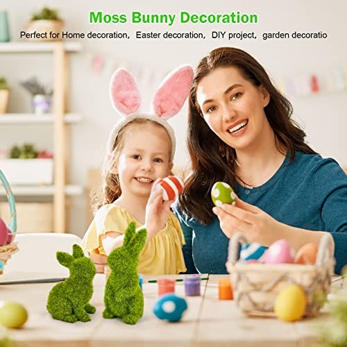Easter Bunny Decorations,Resin Moss Bunny Figurine,Garden Artificial Small-2pcs gallery