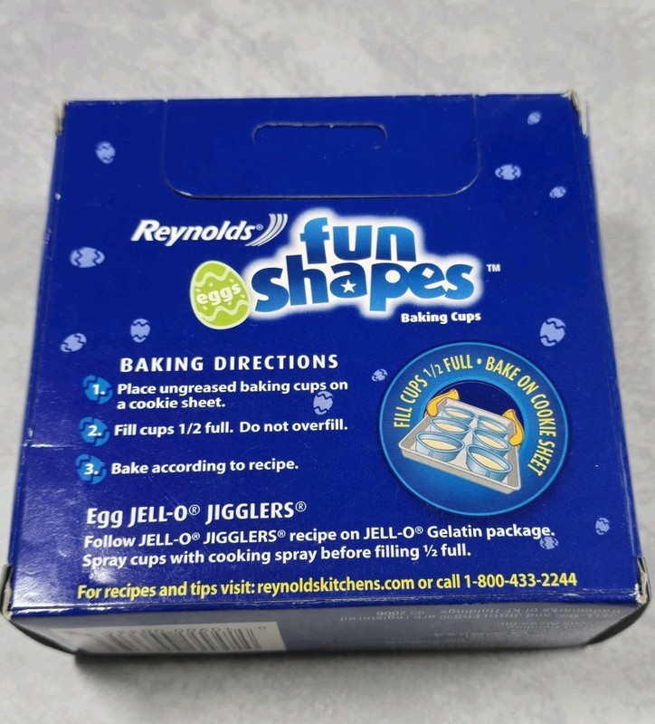 Reynolds 2006 Fun Shapes Egg Shaped Foil Baking Cups 3.5 oz (24 count cups) NOS gallery