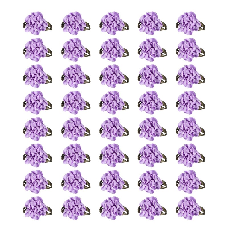 40Pcs 1″ Ribbon Flowers Bows Mini Satin Roses Flowers Purple
