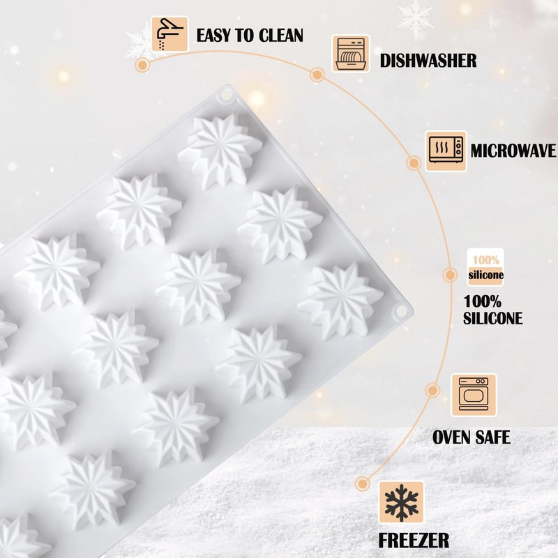 Snowflake Silicone Molds 15 - Cavities Small Christmas Snowflake Silicone Mol... gallery