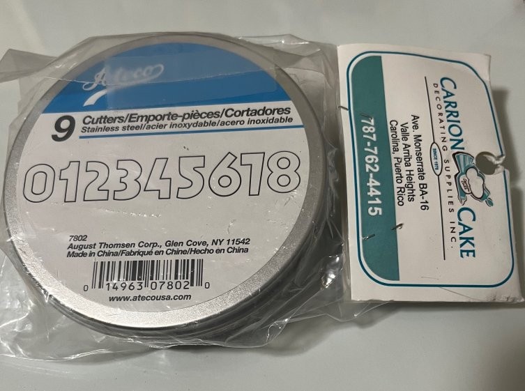 Ateco #7802 Numbers Numerals Cookie Cutters Set of 9 in Round Tin gallery
