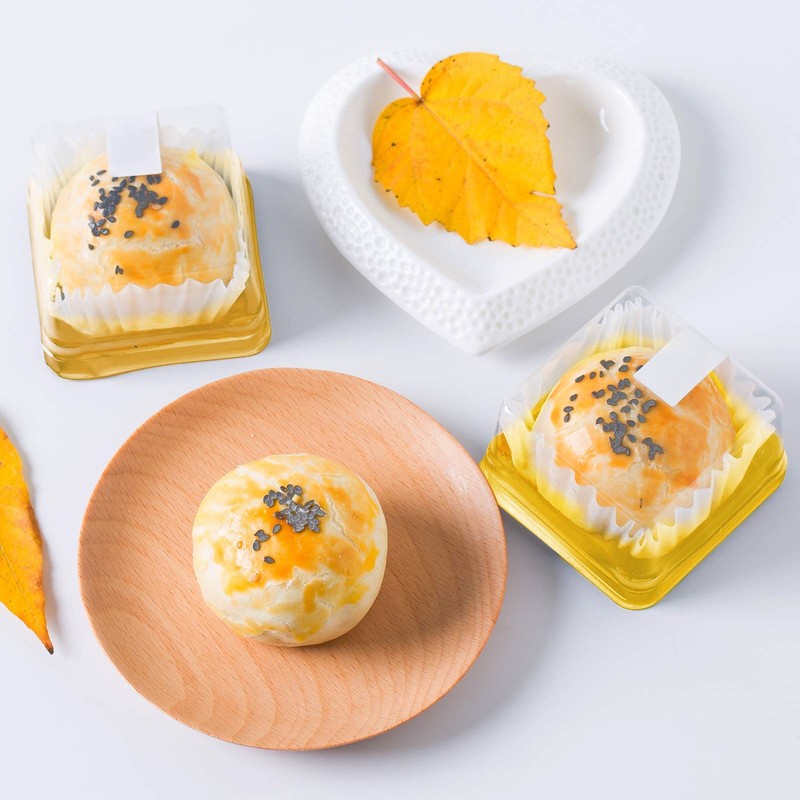 50 PCS Gold Plastic Square Mooncake Boxes Small Clear Container 2.16x1.85x1.57In gallery