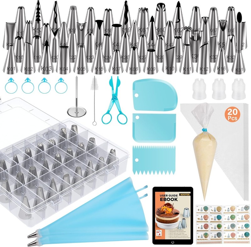 90 PCs Piping Bags and Tips Set, Cake Decorating Supplies Kit with 55 Numbered