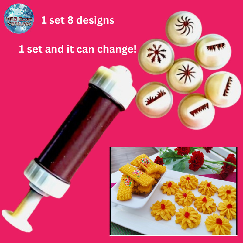 Pineapple Tart Nastar Mold Cookie Press Biscuit Pump Maker 8 Patterns Set No 186 gallery