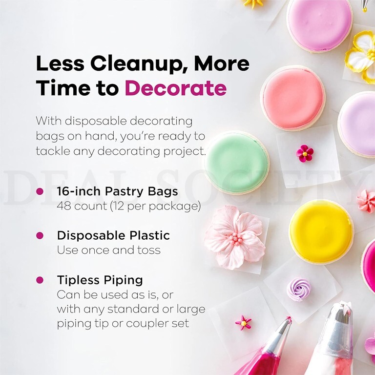 Wilton Disposable 16" Decorating Bags 12 Count Each Lot of 4 gallery