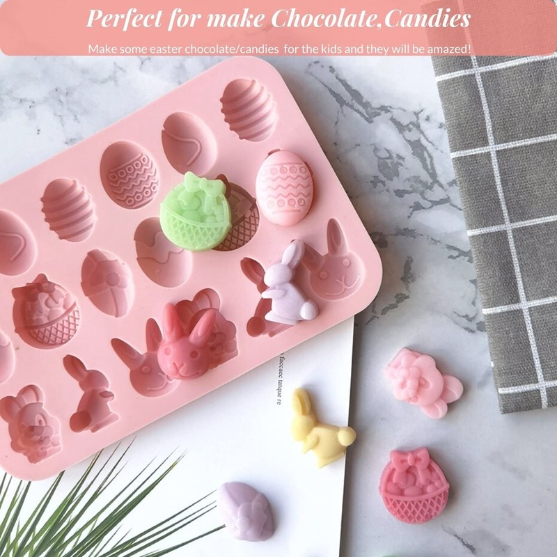 1 PCS Easter Silicone Chocolate Mold 18 Cavity Egg Bunny Rabbit Basket Shape gallery
