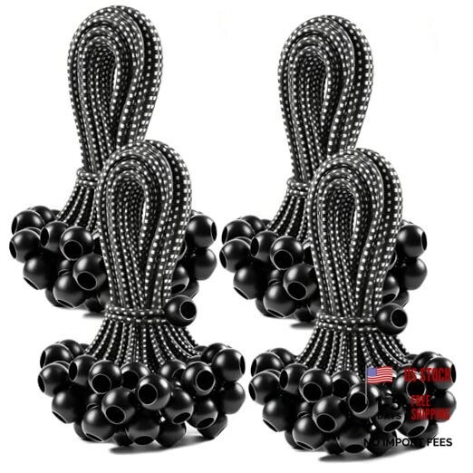 100 Pack Ball Bungee Cords Heavy Duty Bungee Cord with Balls Canopy Tarp 9 Inch