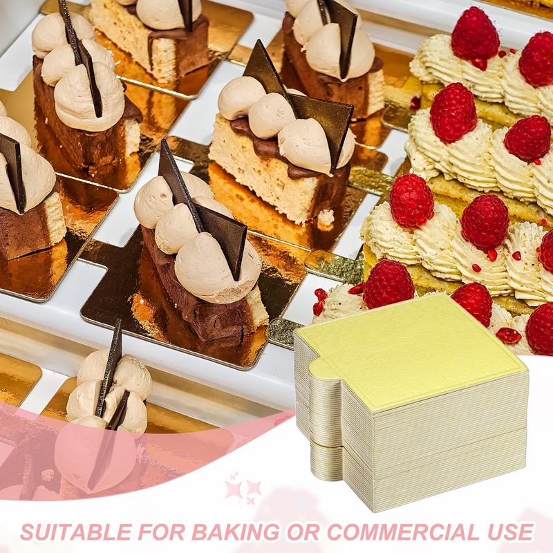 50 Pcs Mini Cake Boards, 2.8 Inch Square Mousse Cake Base, Floral Gold gallery