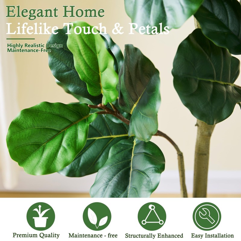 Tnggnt Artificial Fiddle Leaf Fig Tree6Ft Tall Faux Ficus Lyrata Plant Fake Fig gallery