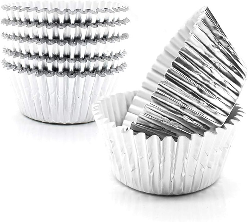 Cupcake Liners Silver, Standard Size Silver Foil Cupcake Liners Wrappers Metalli