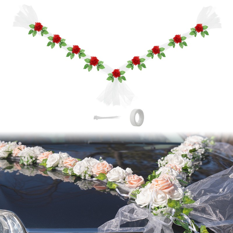Wedding Car Flower Artificial Flowers Bouquet Set Decoration White, Red