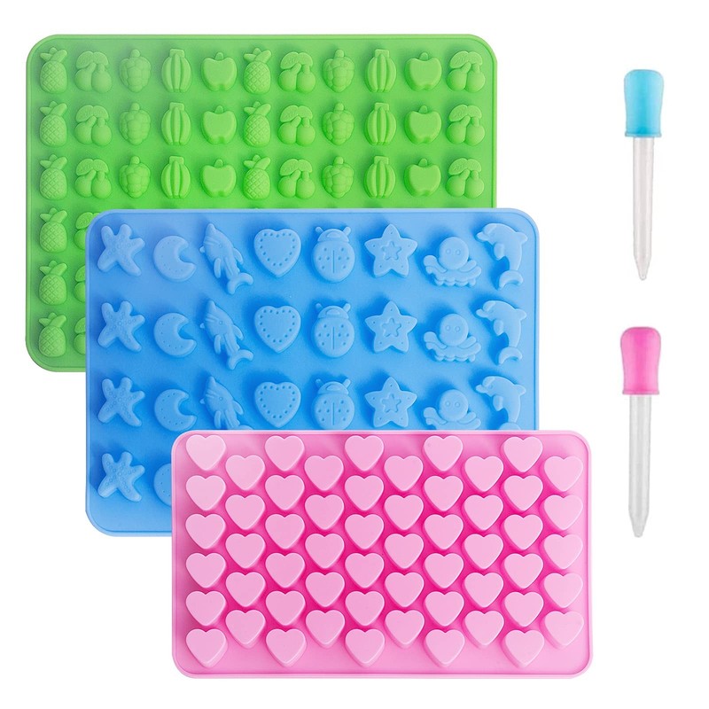 Vpqnee 3 Pack Mini Silicone Gummy Candy Chocolate Molds Contains Small Hearts…