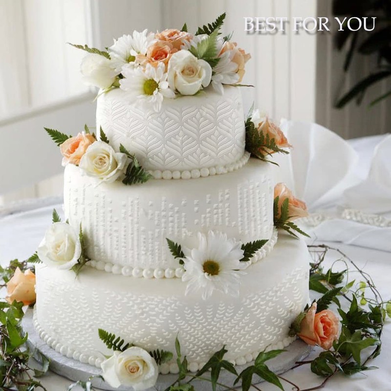 4 Pcs Floral Wedding Cake Stencils - Reusable Buttercream Templates for DIY Baki gallery