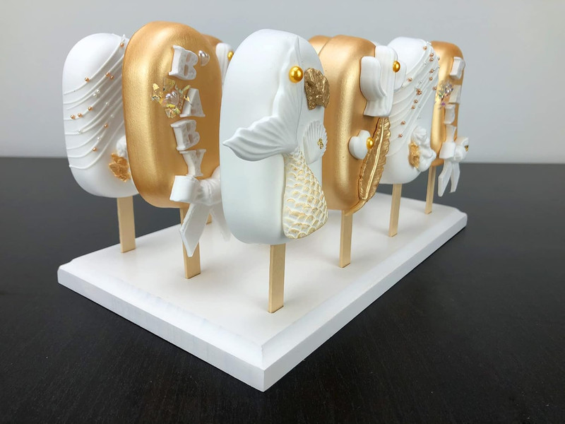Wood Cakesicle Stand Display - 12 Count Popsicle Sticks Holder for Dessert Table gallery