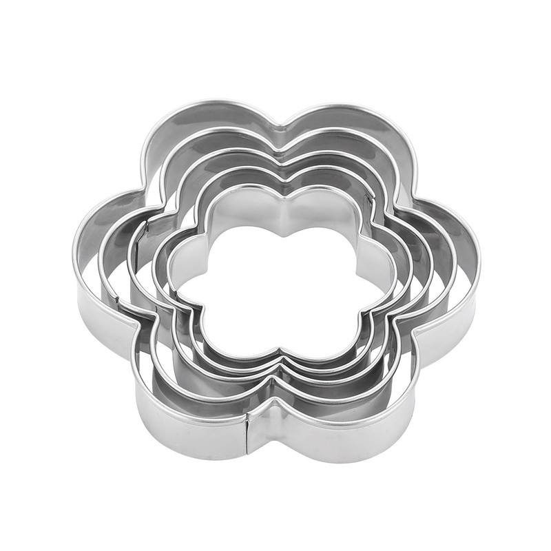 Flower Cookie Cutters Set of 5 Stainless Steel Biscuit & Sandwich Molds