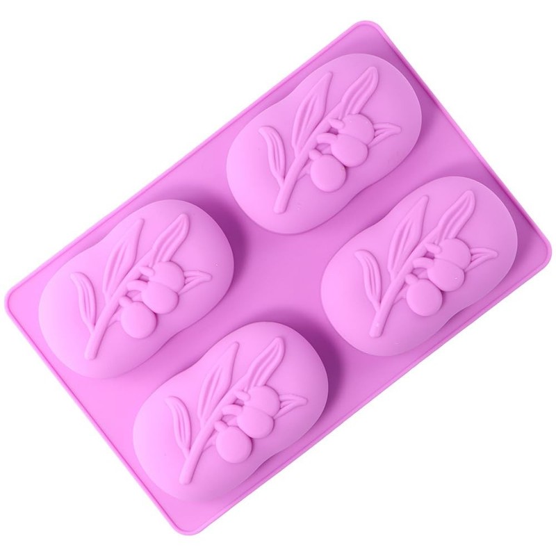 4 Cavities Oval Olive Tree Silicone Soap Mould,Baking Moulds Purple gallery