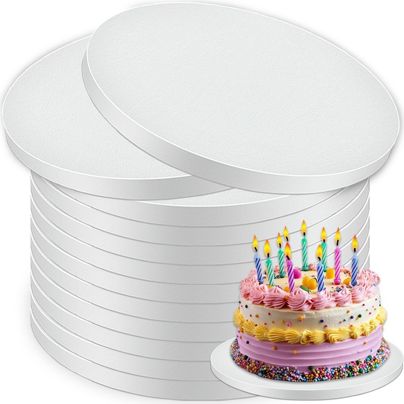 12 PCS Cake Drums 10 Inch Round 1/2 Inch Thick White Cardboard Cake Bases