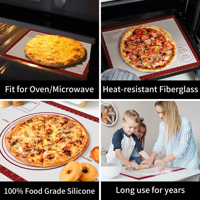 Silicone Baking Mat, Non Stick Pastry Mat Sheet for Dough 26"L x 16"W, Red gallery
