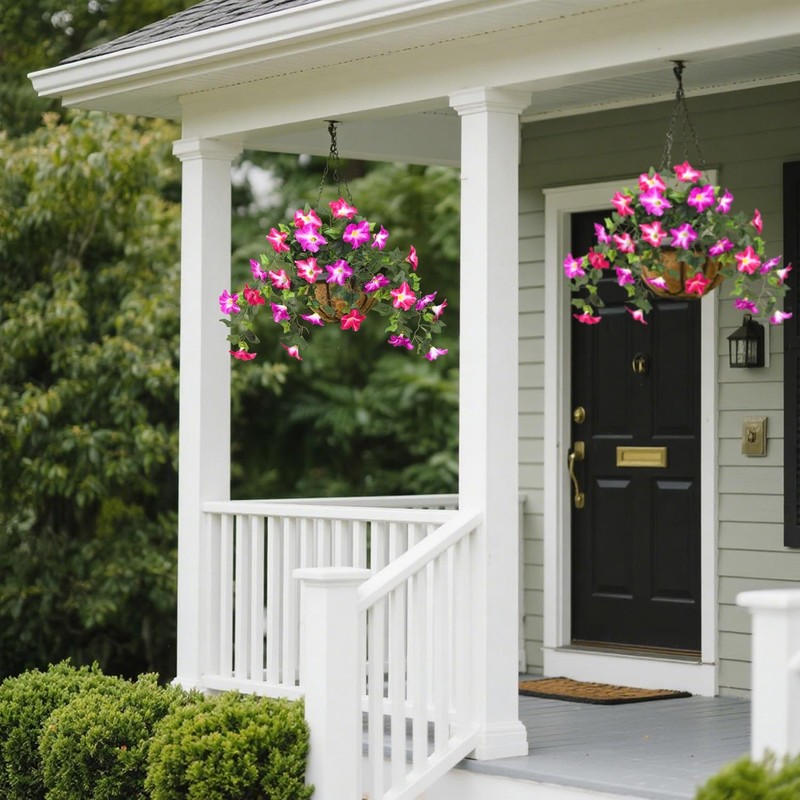 Bsmybo 2Pcs Artificial Hanging Flowers For Outdoors Fake Outdoor Flowers Faux gallery