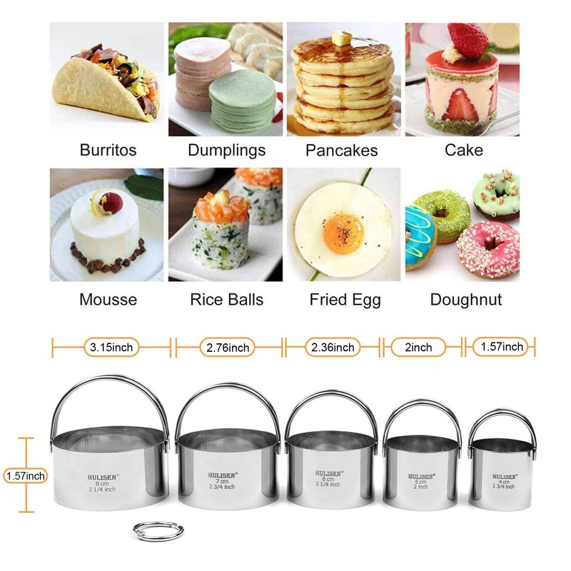 HULISEN Biscuit Cutter Set (5 Pieces/Set), Round Cookies Cutter with Handle, Pro gallery