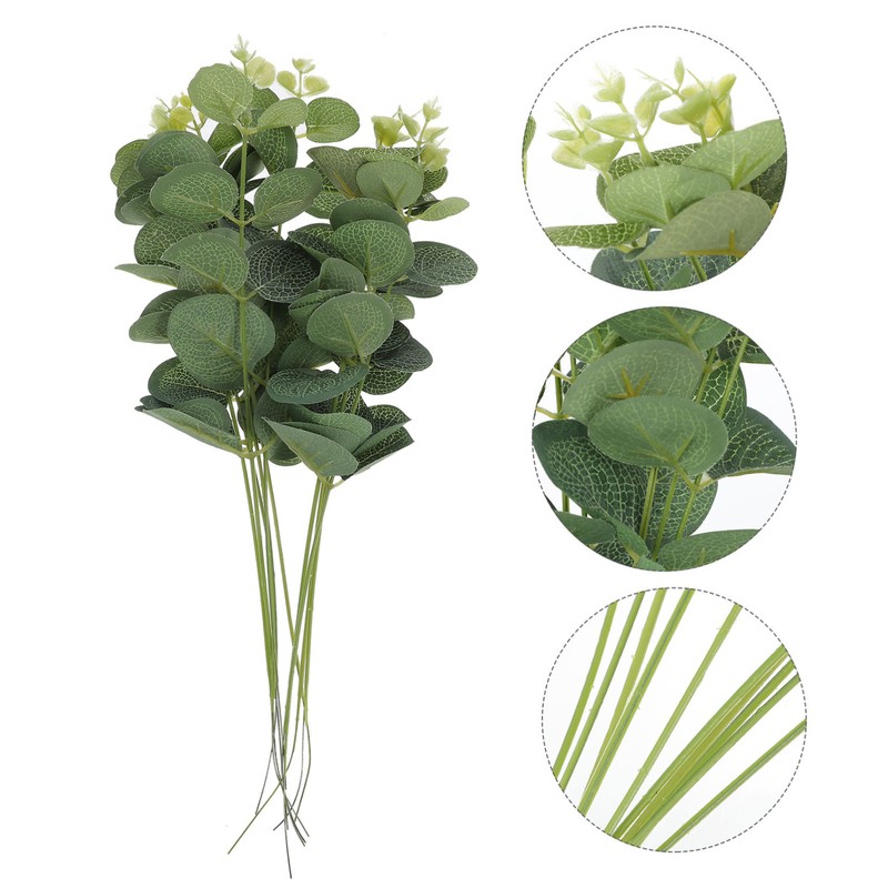 10 Pcs Cupcake Topper Faux Plants Greenery Decor Fake Eucalyptus Leaves gallery
