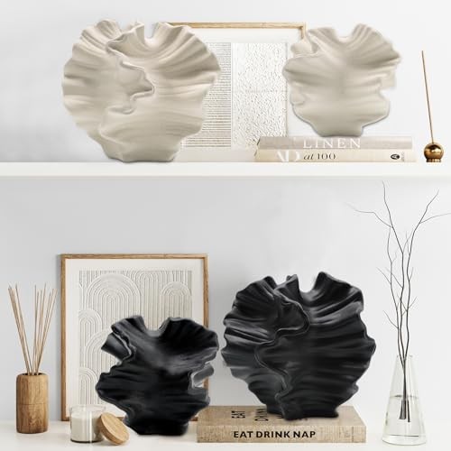 Ceramic Vase - Set of 2 for Home Decor,White Flower Shape Flower Shape White gallery