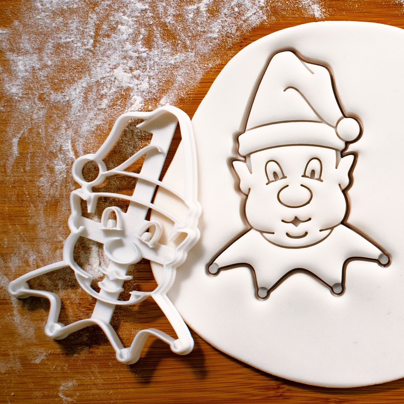 Christmas Elf Head Cookie Cutter – Merry xmas, Santa Claus helpers, winter elves