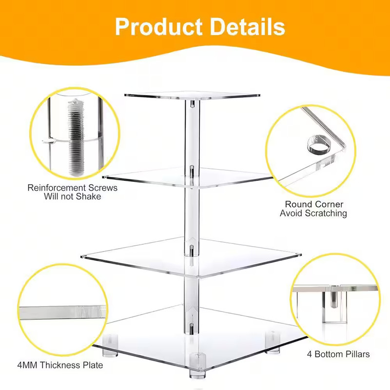 4-Tier Clear White Acrylic Cup Cake Stand with LED Yellow Light Holds Upto 52-Cu gallery