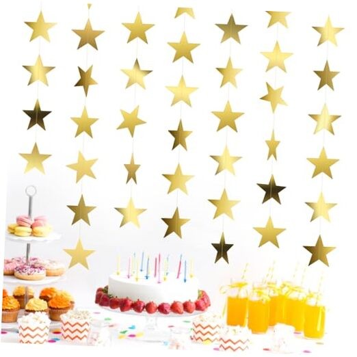 Star Garland, Glitter Gold Star Garland Banner, 66Feet Double Side gold-5pcs