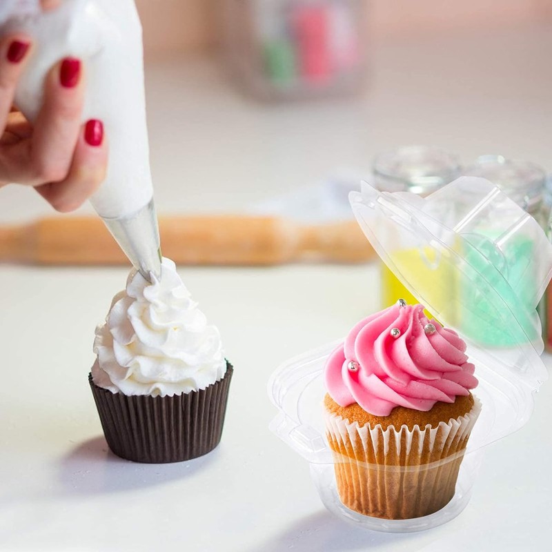 50 Pack Individual Cupcake Containers Plastic Boxes Clear gallery