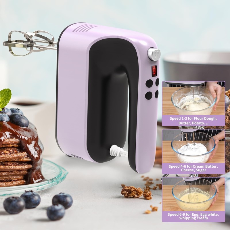 9-Speed Digital Hand Mixer Electric, 400W Powerful DC Motor, Hand Mixer Elect... gallery