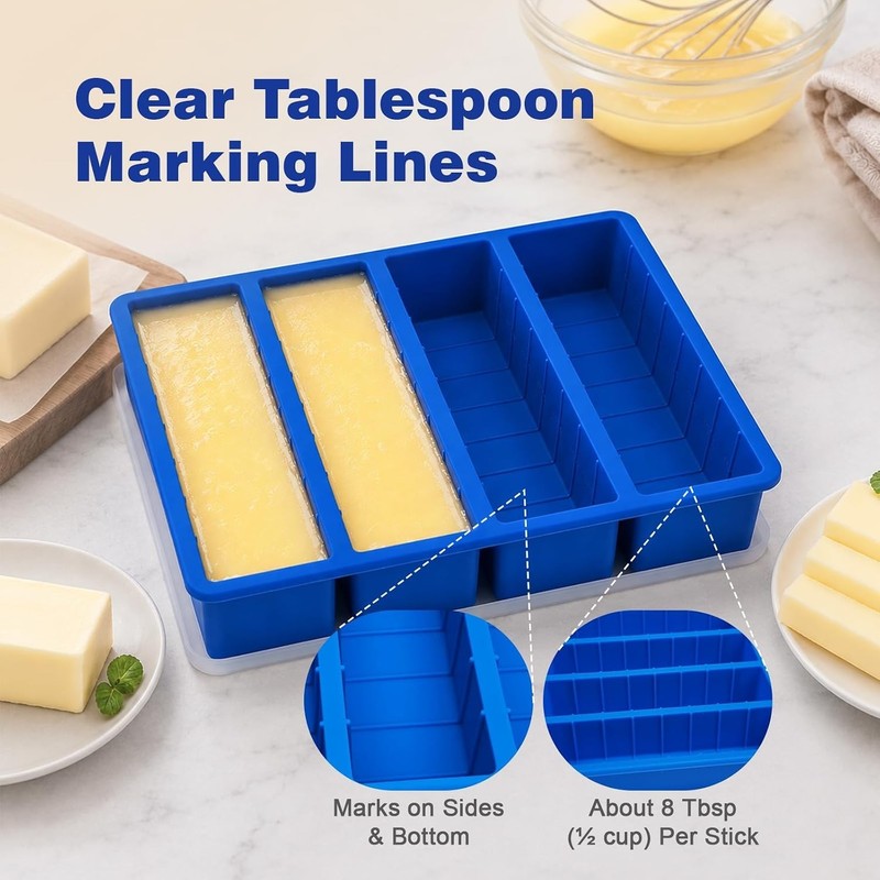 Silicone Butter Molds with Lid & Spatulas, Large Cavity Butter Tray with Tabl... gallery