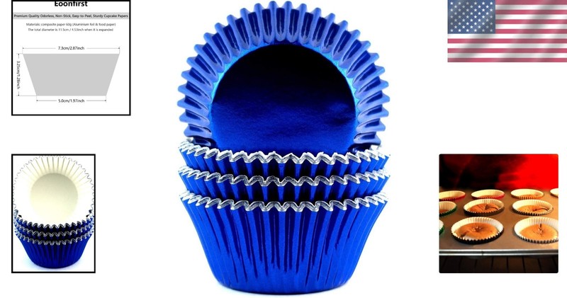 Cupcake Liners Standard Baking Cups Navy Blue 100 Pcs Food Safe Disposable gallery