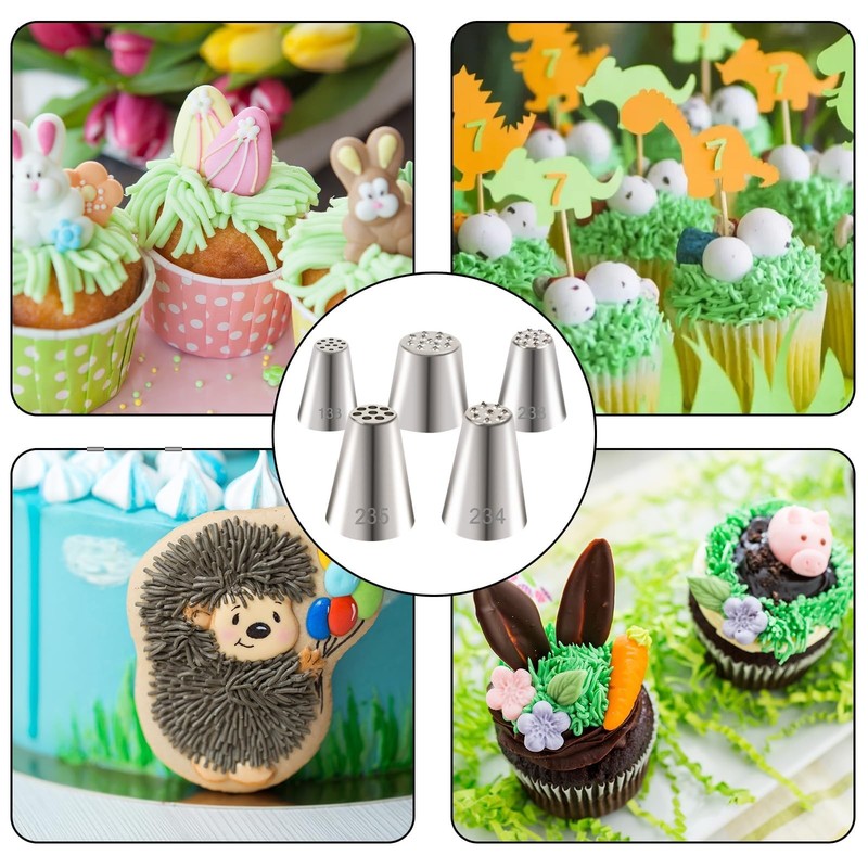 5 PCS Grass Piping Tip Stainless Steel Icing Cake Decorating Frosting Baking gallery