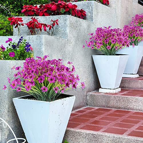 JEMONG 20 Bundles Artificial Flowers Outdoor UV Resistant Fake 20Bundles Purple gallery