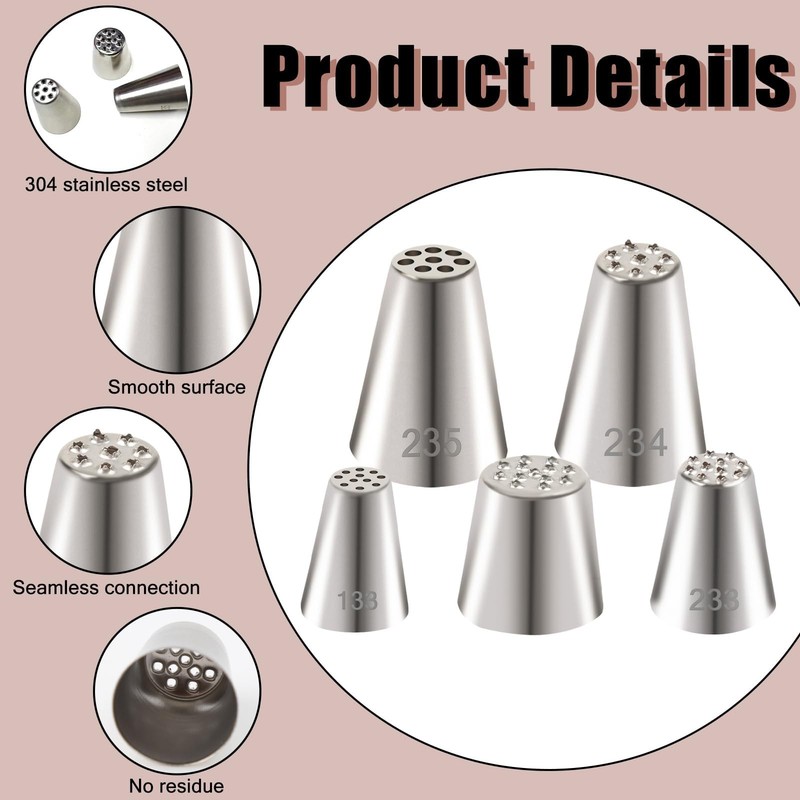 5 PCS Grass Piping Tip Stainless Steel Icing Cake Decorating Frosting Baking gallery