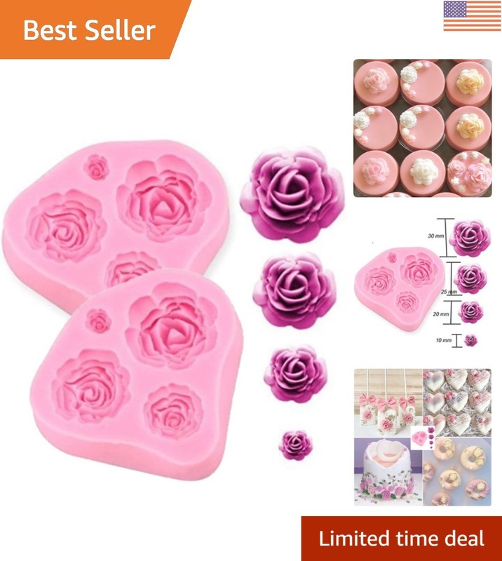 Kitchen Essential! 2-Piece Non-Stick Rose Silicone Molds for Fondant & More