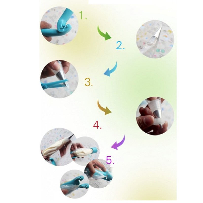 6 Pcs Cake Decorating Pen Tool Kit Icing Piping Nozzles Bags for Party Cakes gallery