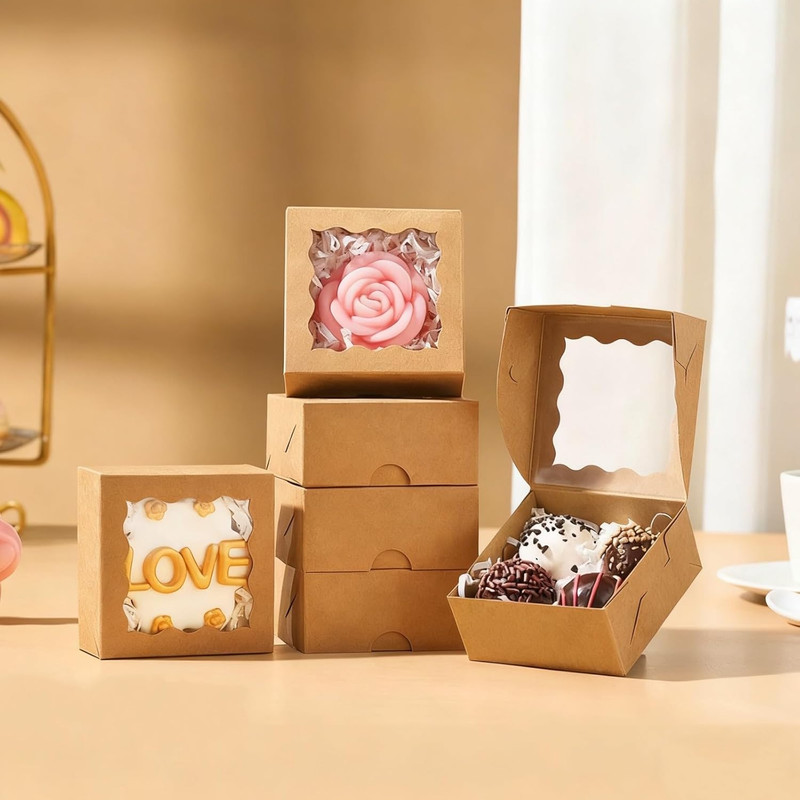 3X3X1.5Inches 50 Mini Bakery Boxes with Window for Homemade Soap,Cookies,Chocola gallery