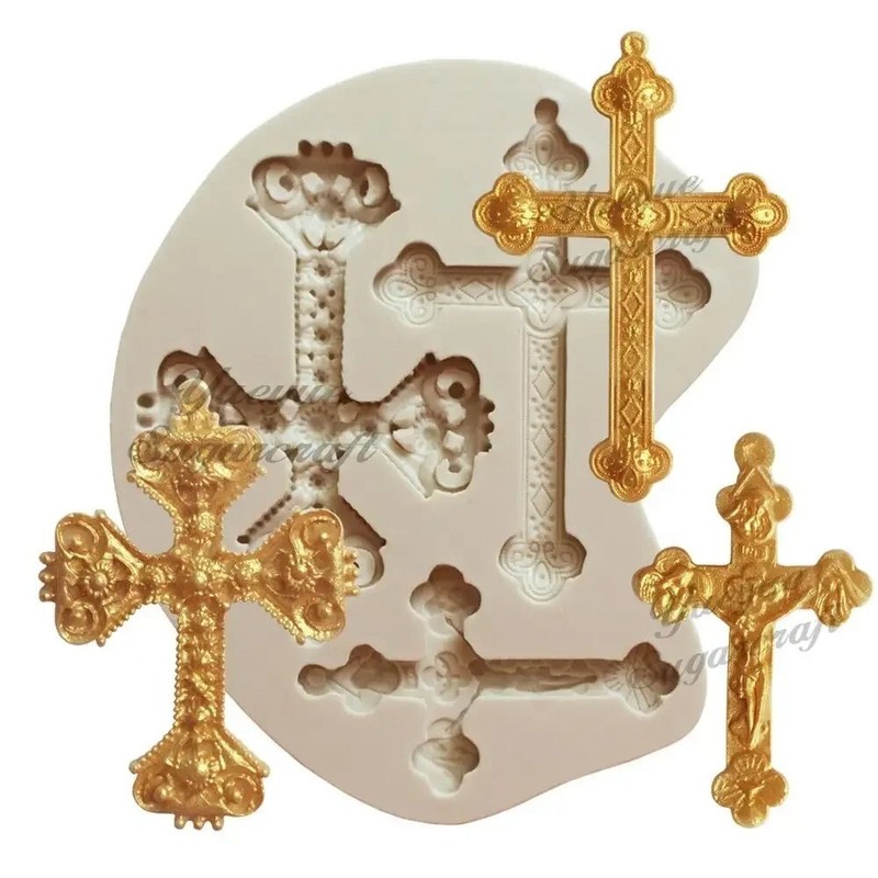 Baroque Sugarcraft Cross Silicone Mold Scroll Filigree Fondant Chocolate Mould