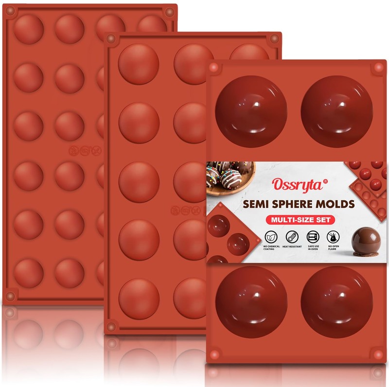 3Pcs Semi-Sphere Silicone Molds Half Sphere Baking Mold Set Chocolate Bombs