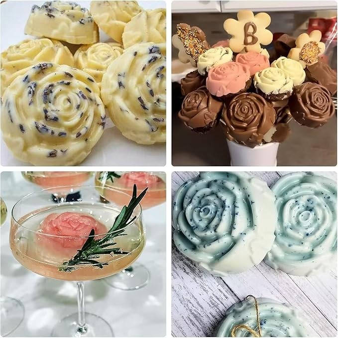 Silicone Rose Mold, 2 PCS 6 Cavity Silicone Flowers Shaped Ice Cube Mold, Food gallery