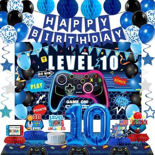 Blue Level 10 Birthday Decorations for Boys – Blue 10th Birthday Party