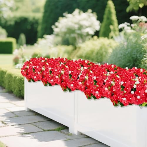 Artificial Impatiens Flowers for Outdoor Fake Flowers 12 Bundles Mixed Red gallery