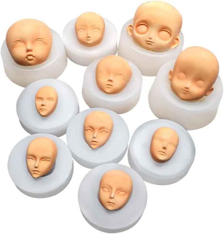 10PCS Human Face Silicone Molds Baby Face Cake Molds for DIY Cake Fondant Biscui