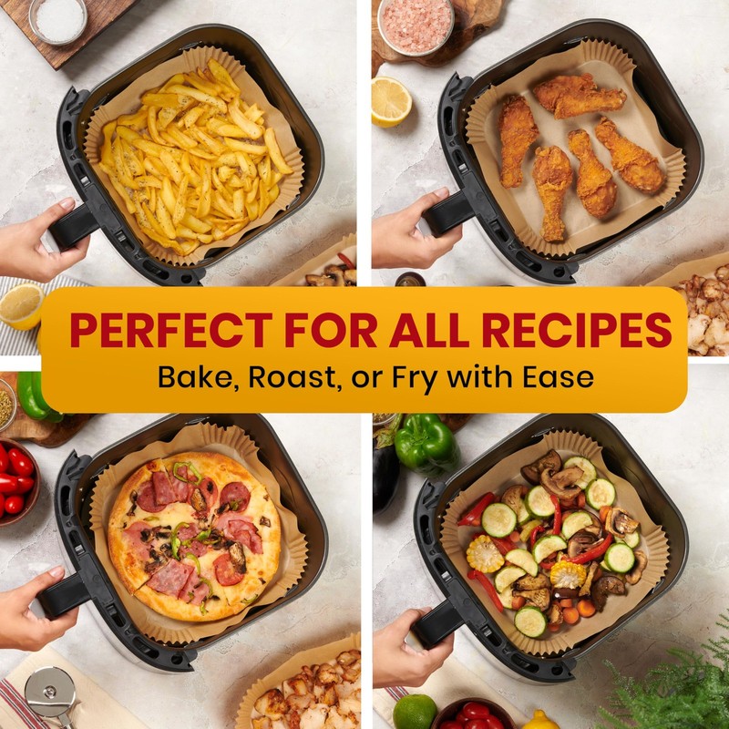 Air Fryer Paper Liners, 125Pcs Disposable 8" Square, Square gallery