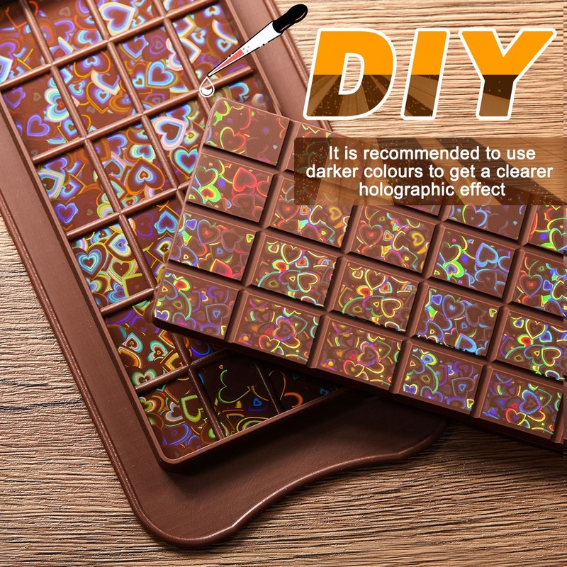 Holographic Chocolate Molds Resin Silicone Chocolate Bar Deep Thick Molds for... gallery