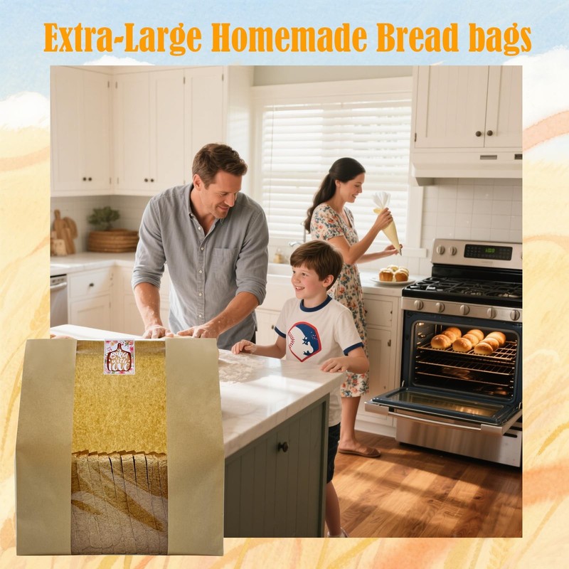 15.7x10.2x5.1in Extra Large Paper Bread Bags for Homemade Bread with Window&S... gallery