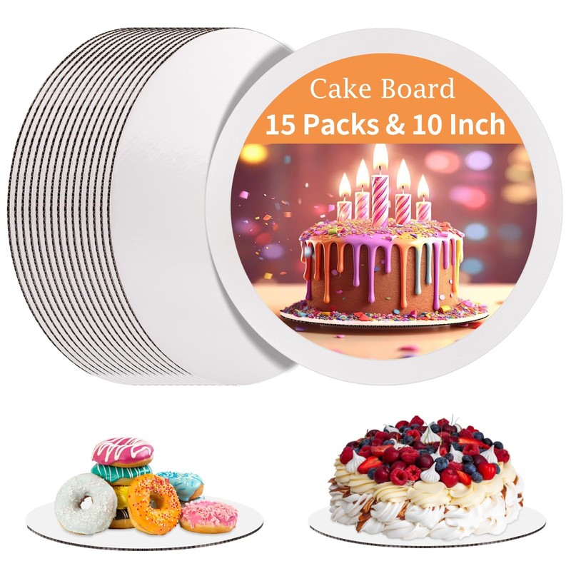 15PCS Cake Boards 10 inch Round， White Cake Board Rounds
